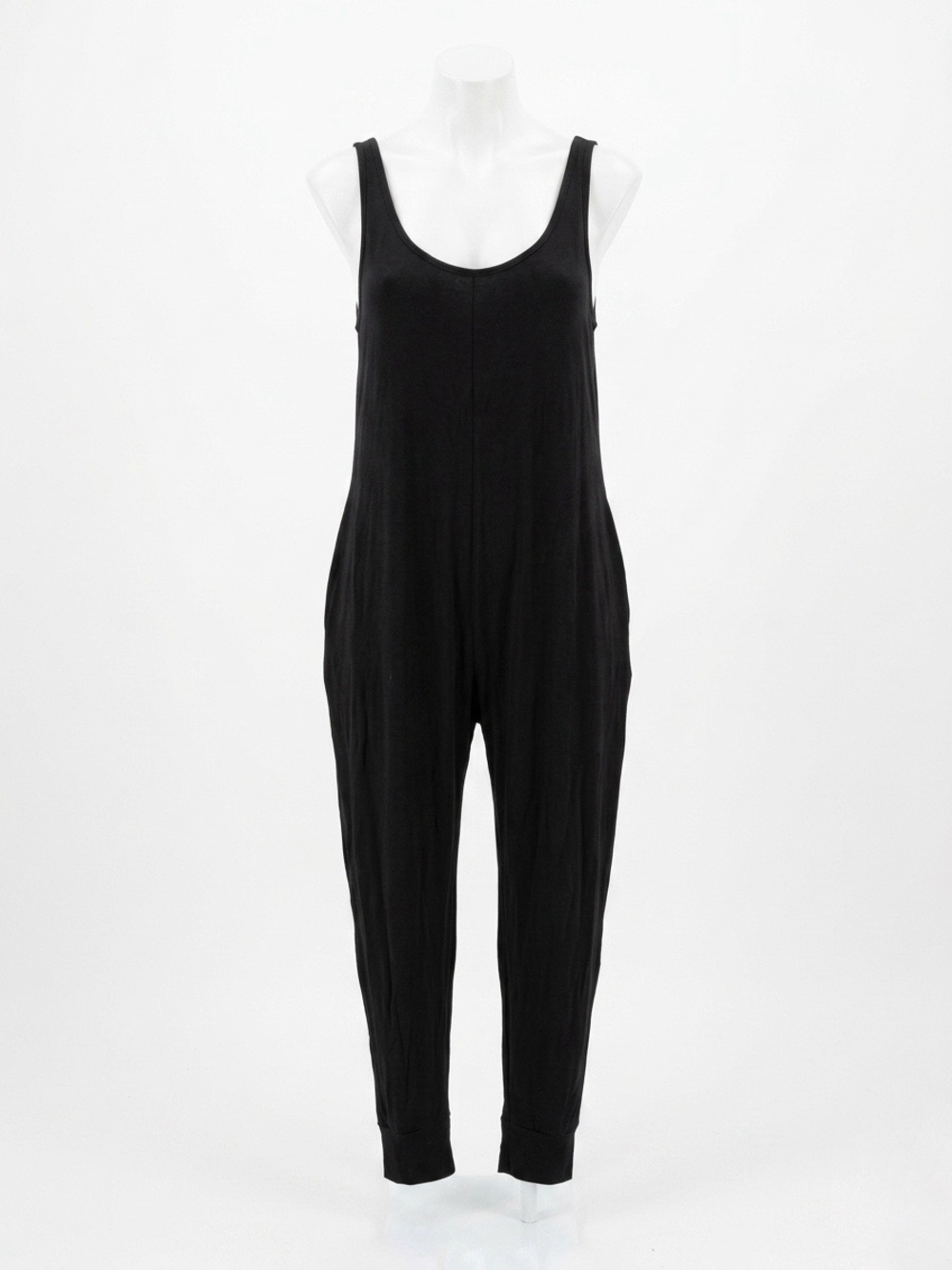 Smash + Tess Black Sleeveless Romper Baggy Jumpsuit Size Large Pockets